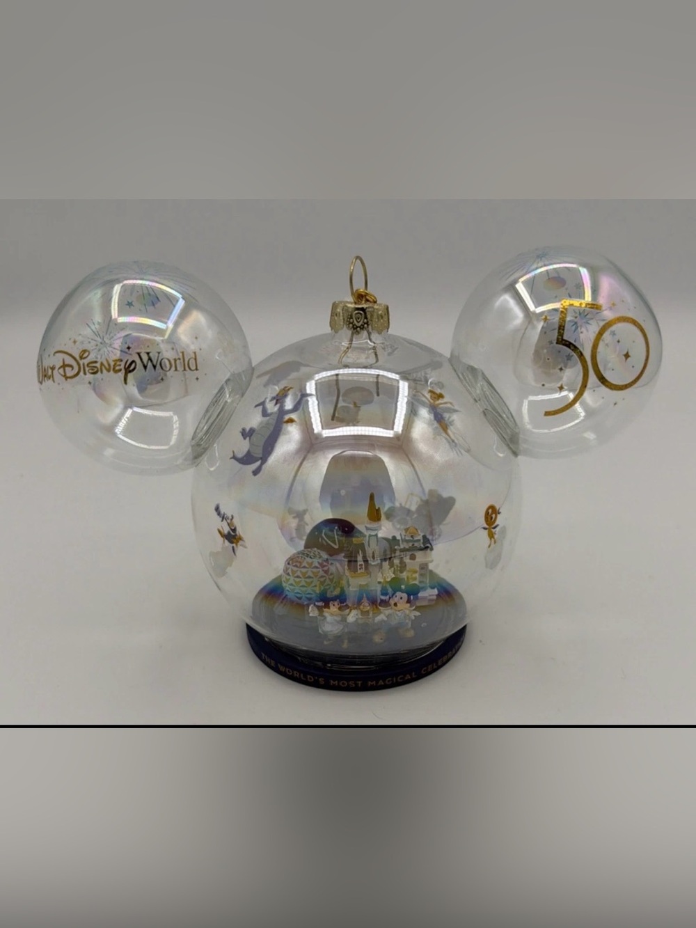 Disney World 50th Anniversary 4 Parks Christmas Ornament Glass New w/o Tags 2021